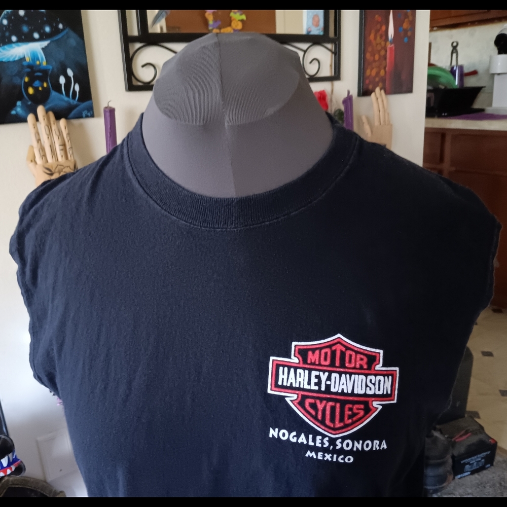 🖤🧡 Vintage Harley-Davidson Black Sleeveless Top Muscle Tank Mexico Large Y2K - Picture 3 of 12